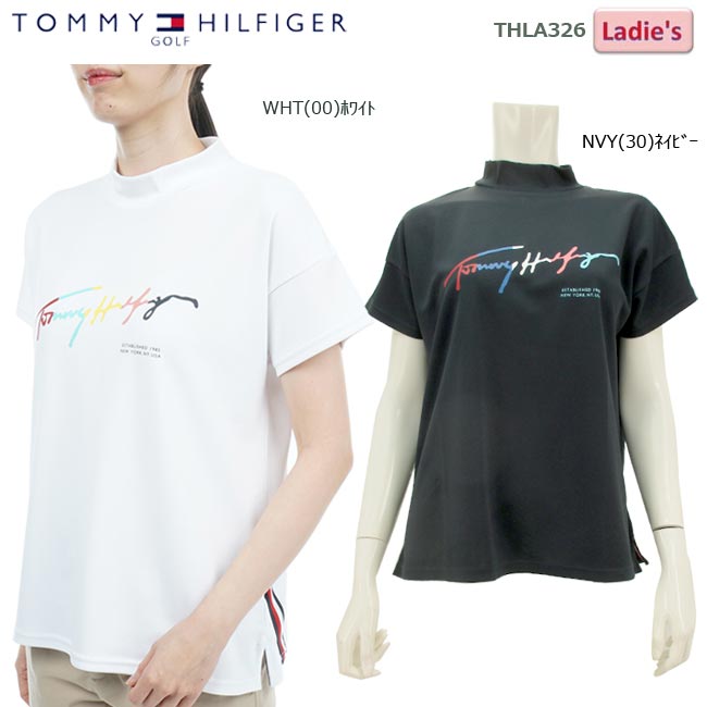 トミー ヒルフィガー ポロシャツ メンズ 【バーゲン!30%OFF!!】 【2023年春夏モデル】 TOMMY HILFIGER GOLF トミーヒルフィガーゴルフ THカラー ロゴ モックネック半袖シャツ (レディス）THLA326 【B-ONE】