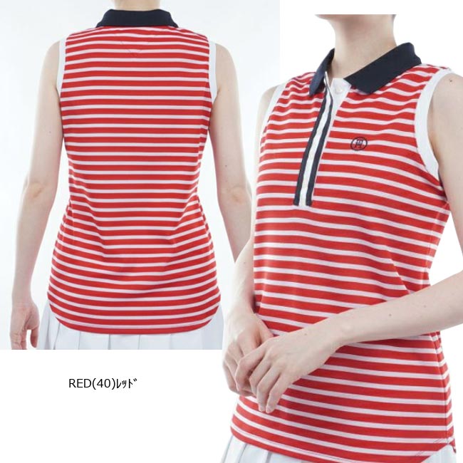 【バーゲン!30%OFF!!】 【2024年春夏モデル】 TOMMY HILFIGER GOLF トミーヒルフィガーゴルフ ボーダー ノースリーブシャツ (レディス）THLA403 婦人 ゴルフウェア 涼しい さわやか きれいめ 【B-ONE-Y】