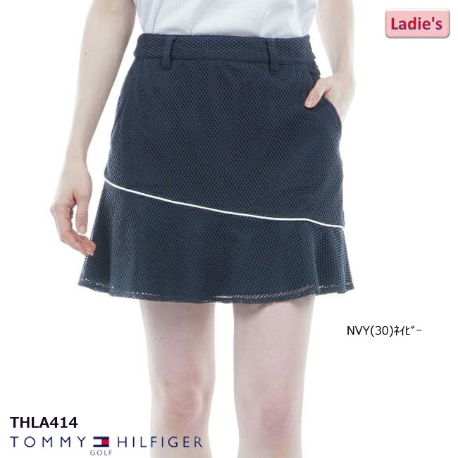 【2024年春夏モデル】 TOMMY HILFIGER GOLF トミーヒルフィガー レディス レースフレア スカート THLA414 ミニスカート 婦人服 ゴルフウェア【B-ONE】