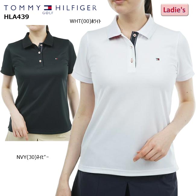 【2024年春夏モデル】 TOMMY HILFIGER GOLF トミーヒルフィガーゴルフ ベーシックフラッグ ポロシャツ (レディス）THLA439 婦人 ゴルフウェア 半袖 定番 UVカット 吸汗速乾 抗菌防臭【B-ONE】