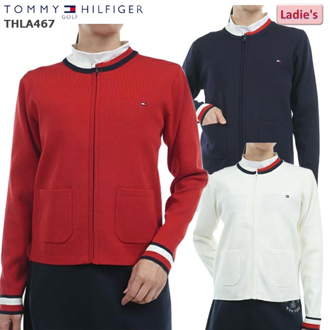 楽天ゴルフショップB-ONE【バーゲン!30％OFF!!】 【2024年秋冬モデル】 TOMMY HILFIGER GOLF トミーヒルフィガーゴルフ フロントZIP　カ－ディガン （レディス）ニット THLA467 【B-ONE-Y】