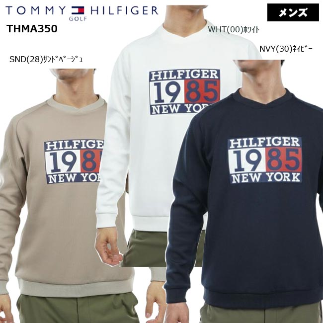 【バーゲン!30%OFF!!】【2023年秋冬モデル】 TOMMY HILFIGER GOLF トミーヒルフィガーゴルフ　ロゴ クルーネックスウェット（メンズ) THMA350 トレーナー【B-ONE】