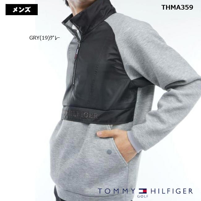 【バーゲン!30%OFF!!】【2023年秋冬モデル】 TOMMY HILFIGER GOLF トミーヒルフィガーゴルフ　ハイブリッド アノラックスウェット（メンズ) THMA359 ハーフジップ【B-ONE】