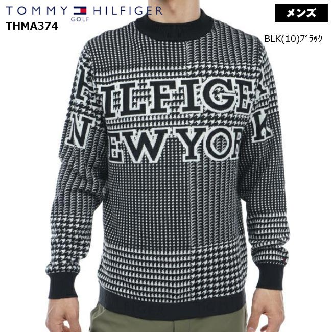 楽天ゴルフショップB-ONE【バーゲン!30％OFF!!】【2023年秋冬モデル】 TOMMY HILFIGER GOLF トミーヒルフィガーゴルフ ハウンドトゥース クルーネックセーター（メンズ） THMA374 丸首 長袖 セーター 紳士【B-ONE】