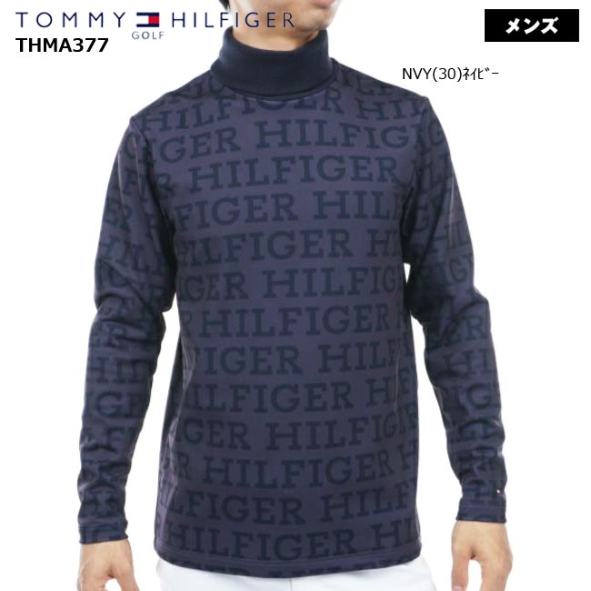 楽天ゴルフショップB-ONE【バーゲン!30％OFF!!】【2023年秋冬モデル】 TOMMY HILFIGER GOLF トミーヒルフィガーゴルフ トーナルロゴ タートルネックシャツ（メンズ） THMA377 紳士 長袖 【B-ONE】