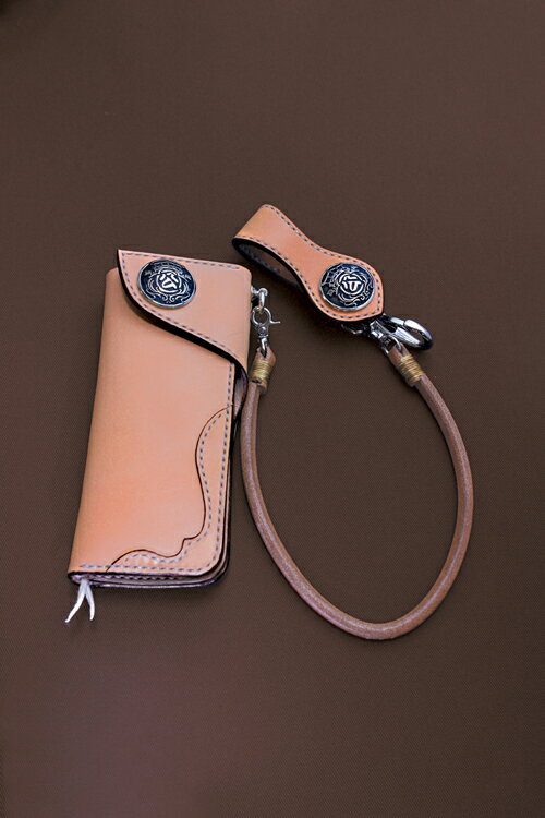 サドルウォレット Dタイプ 王冠トレードマークセット きなり【ロングウォレット/バイカーズウォレット/ライダースウォレット/レザーウォレット/革財布/長財布/本...