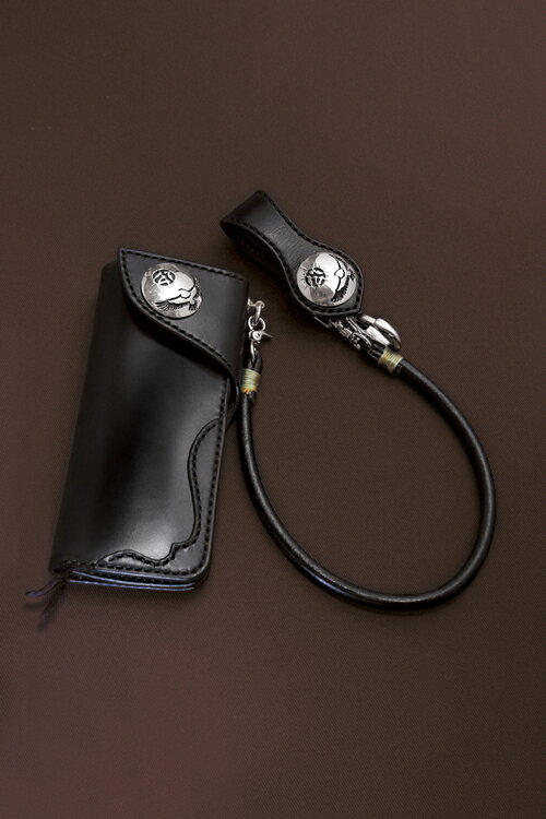 サドルウォレット Dタイプ イーグルトレードマークセット 黒【ロングウォレット/バイカーズウォレット/ライダースウォレット/レザーウォレット/革財布/長財布/本...