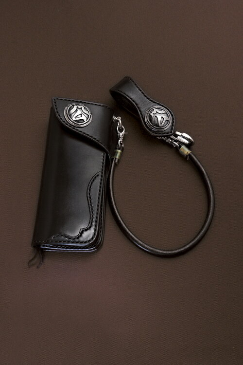 サドルウォレット Dタイプ マル公トレードマークセット 黒【ロングウォレット/バイカーズウォレット/ライダースウォレット/レザーウォレット/革財布/長財布/本革...