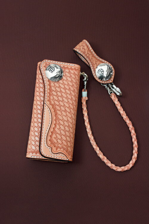 サドルウォレット バスケット Fタイプセット カスタム きなり【ロングウォレット/バイカーズウォレット/ライダースウォレット/レザーウォレット/革財布/長財布/...