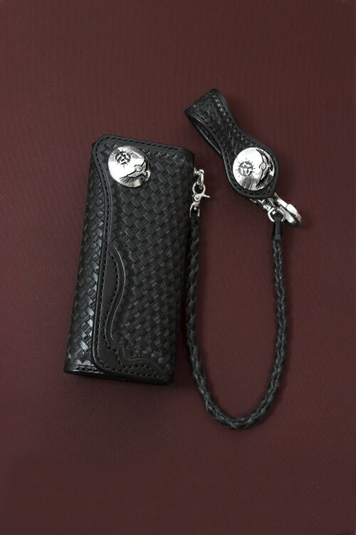 サドルウォレット バスケット Fタイプセット カスタム 黒【ロングウォレット/バイカーズウォレット/ライダースウォレット/レザーウォレット/革財布/長財布/本革...