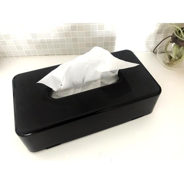 ティッシュボックス ブラック 26.3×14×高さ6.7cm (100円ショップ 100円均一 100均一 100均)