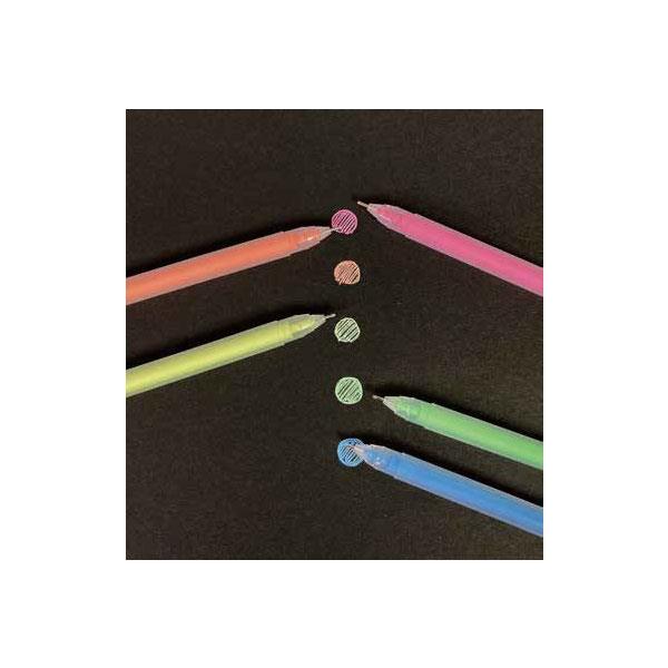 蛍光ゲルインクボールペン ポップ 5色入 (100円ショップ 100円均一 100均一 100均)