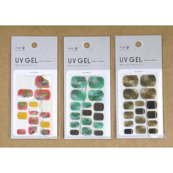 ジェルネイルシール 足用 2208FS-マーブル 16片入 爪やすり付 ［色柄指定不可］ (100円ショップ 100円均一 100均一 100均)