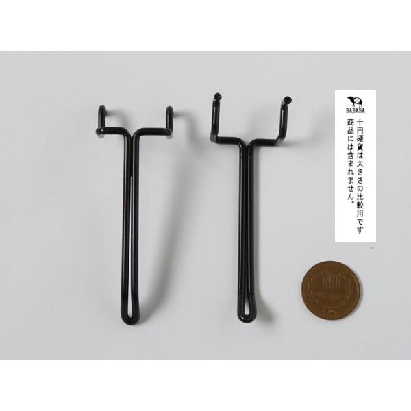 パンチングボード用木板フック ブラック 2.8×2.7×奥き8.6cm 2本入 (100円ショップ ...