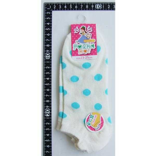靴下 綿混水玉履き易タブ付ショートソックス 23~25cm ［色指定不可］ (100円ショップ 100円均一 100均一 100均)