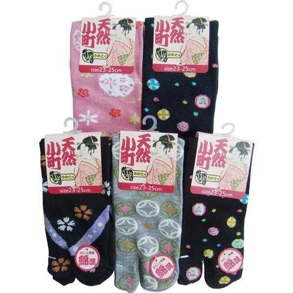 靴下 綿混和柄足袋ソックス 23~25cm ［色柄指定不可］ (100円ショップ 100円均一 100均一 100均)