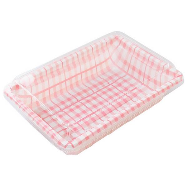 ランチパック ピンクチェック柄 L(21.8×14.9×高さ6.3cm) 2枚入 (100円ショップ 100円均一 100均一 100均)