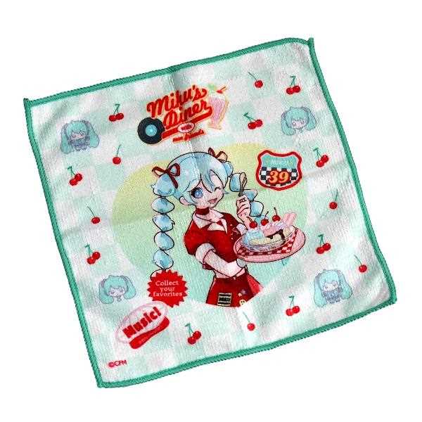 ミニハンカチタオル 初音ミク ダイナー柄 20×20cm ［色柄指定不可］ (100円ショップ 100円均一 100均一 100均)