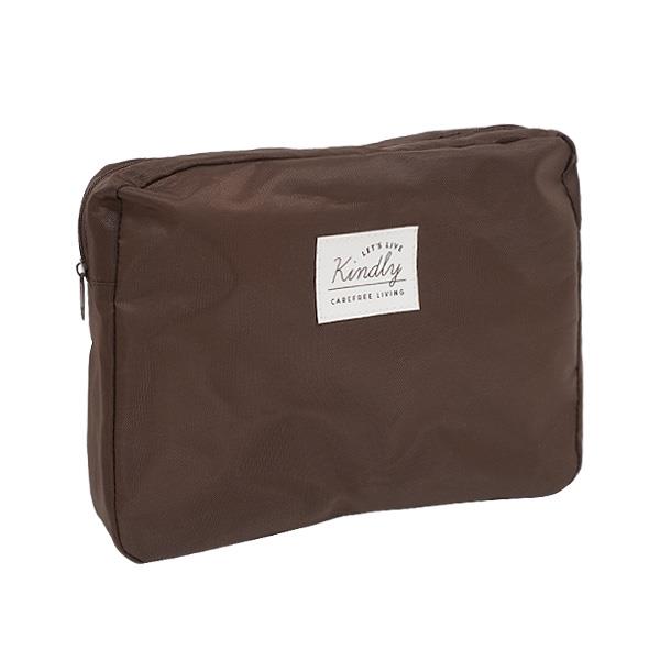 マチ付ポーチ ナチュラルカラー 合皮ネーム付 17×23×マチ4.5cm ［色指定不可］ (100円ショップ 100円均一 100均一 100均)