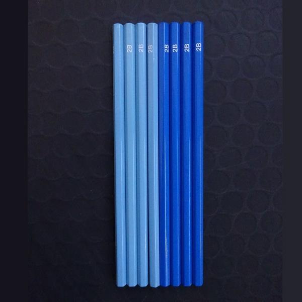 六角えんぴつ 2B ブルー/ライトブルー 8本入 (100円ショップ 100円均一 100均一 100均)