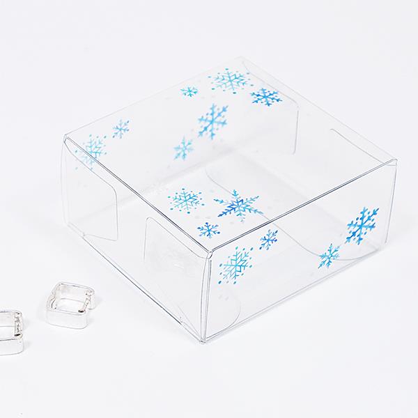 クリアボックス 雪の結晶柄 5×5×2.5cm 3個入 (100円ショップ 100円均一 100均一 100均)