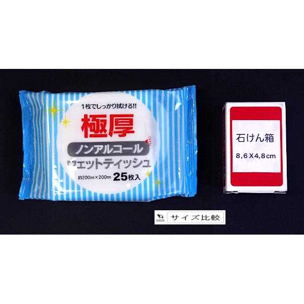 極厚ウェットティッシュ ノンアルコールタイプ 20×20cm 25枚入 (100円ショップ 100円均一 100均一 100均)