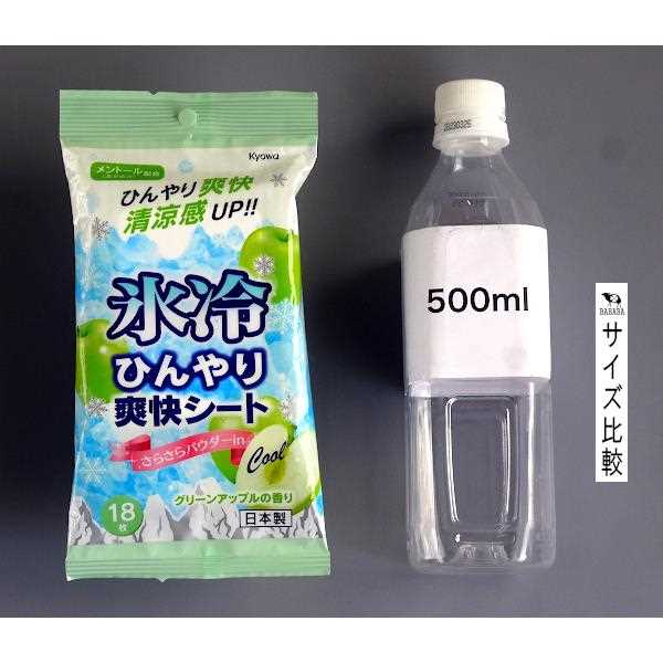 ひんやり爽快シート グリーンアップルの香り 15×20cm 18枚入 (100円ショップ 100円均一 100均一 100均)