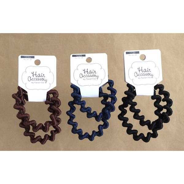 ヘアゴム ウェービー 2個入 ［色指定不可］ (100円ショップ 100円均一 100均一 100均)