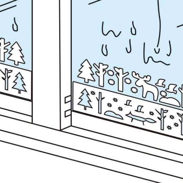 貼ってはがせる結露吸水シート 貼り絵タイプ 冬の森 3枚入 (100円ショップ 100円均一 100均一 100均)