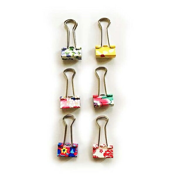 ダブルクリップ 花柄 幅19mm 6個入 (100円ショップ 100円均一 100均一 100均)