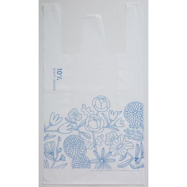手提げポリ袋 エコフレンドリープロダクト 15L用 フラワー柄 青色 10枚入 (100円ショップ 100円均一 100均一 100均)
