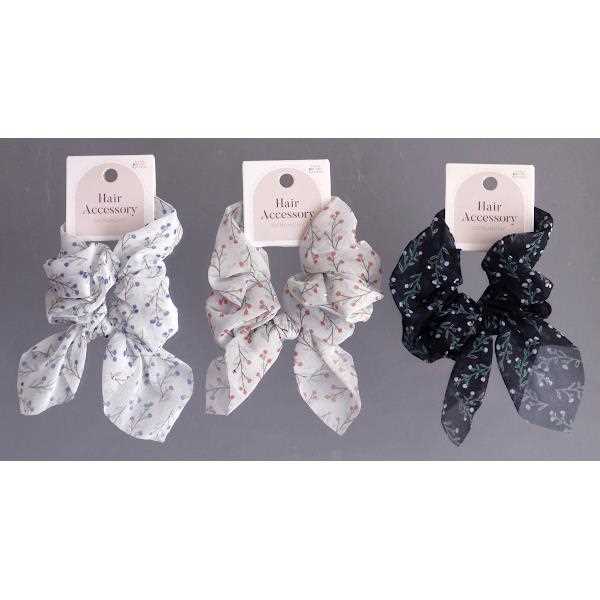 シュシュ 結びリボン ラメフラワー ［色指定不可］ (100円ショップ 100円均一 100均一 100均)