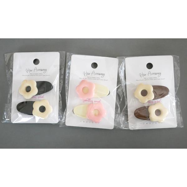 ヘアクリップ 花バイカラー 2個入 ［色指定不可］ (100円ショップ 100円均一 100均一 100均)