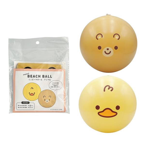 ミニ ビーチボール アニマル くま・あひる 21cm ［色柄指定不可］ (100円ショップ 100円均一 100均一 100均)