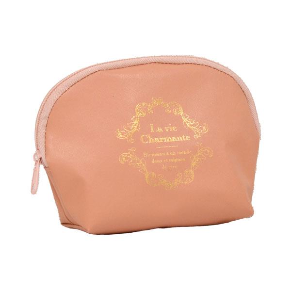 合皮シェル形ポーチ ガーリーホットスタンプ 10×15×マチ5cm ［色指定不可］ (100円ショップ 100円均一 100均一 100均)