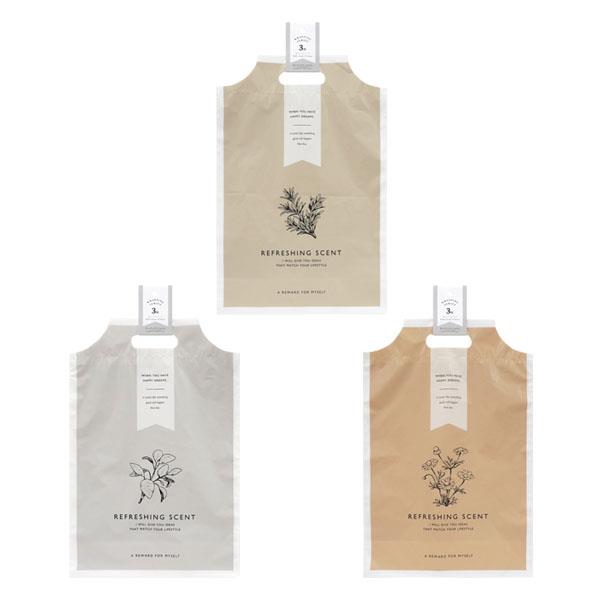 PEハンドルバッグ ハーブ柄 38×25×マチ10cm 3枚入 ［色柄指定不可］ (100円ショップ 100円均一 100均一 100均)