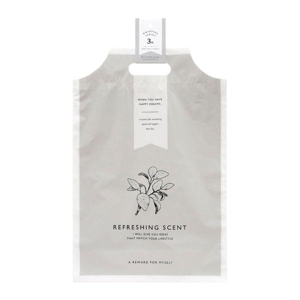 PEハンドルバッグ ハーブ柄 38×25×マチ10cm 3枚入 ［色柄指定不可］ (100円ショップ 100円均一 100均一 100均)