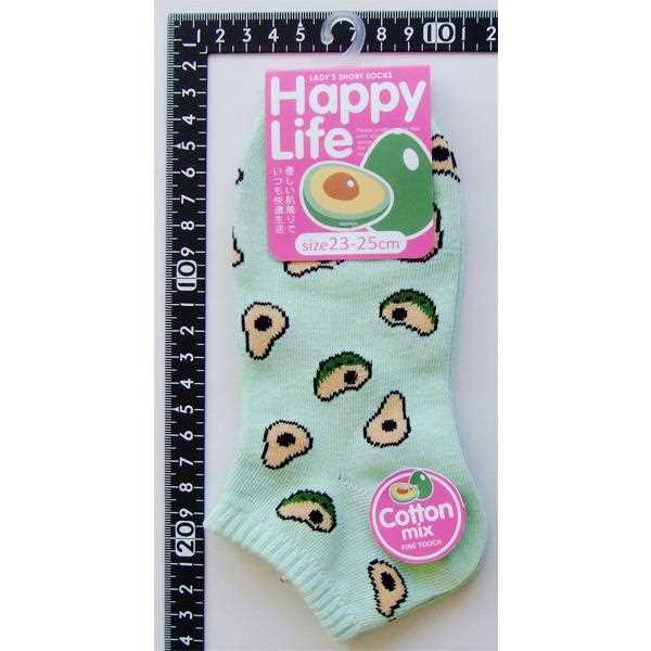 靴下 婦人 綿混アボカド柄ショートソックス 23~25cm ［色柄指定不可］ (100円ショップ 100円均一 100均一 100均)