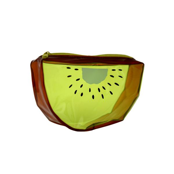 くし形ポーチ スイカ&キウイ柄 8×14×マチ4cm ［色柄指定不可］ (100円ショップ 100円均一 100均一 100均)