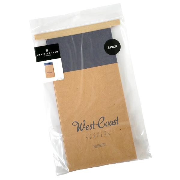 ペーパーバッグ ワイヤー付袋ウェストコースト ブルー 10×20×マチ5cm 3枚入 (100円ショップ 100円均一 100均一 100均)