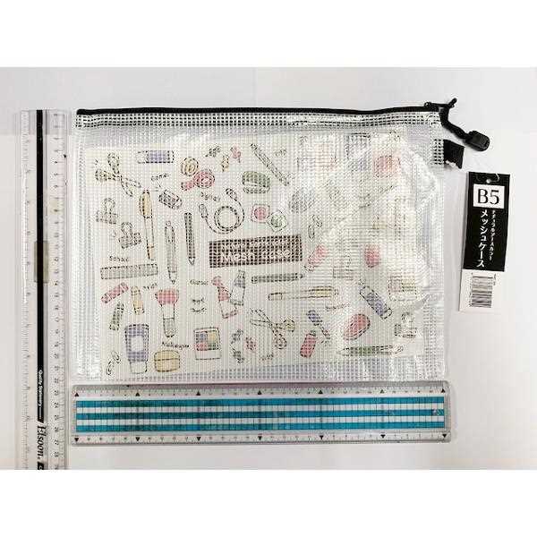 B5メッシュケース ナチュラルアースカラー 29.5×22cm ［色指定不可］ (100円ショップ 100円均一 100均一 100均)