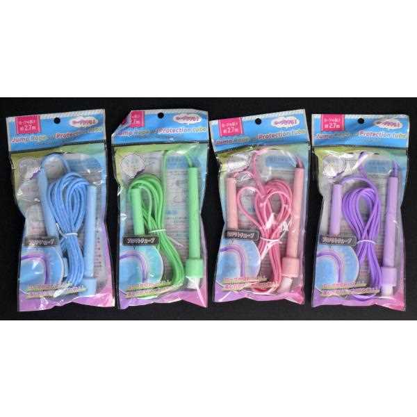 プロテクトチューブ付きなわとび パステルカラー ロープ長2.7m ［色指定不可］ (100円ショップ 100円均一 100均一 100均)