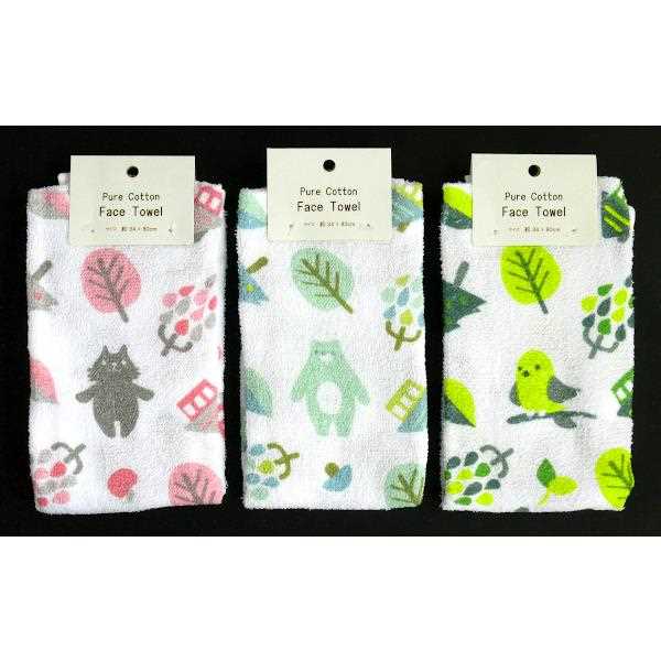 フェイスタオル どうぶつ 34×80cm ［色柄指定不可］ (100円ショップ 100円均一 100均一 100均)