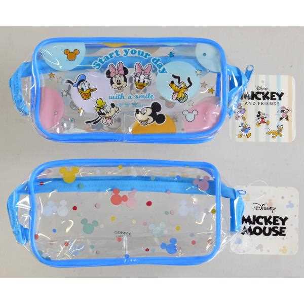 ミッキー 角型ポーチ フレンド柄 9.5×18×マチ6.5cm ［色柄指定不可］ (100円ショップ 100円均一 100均一 100均)
