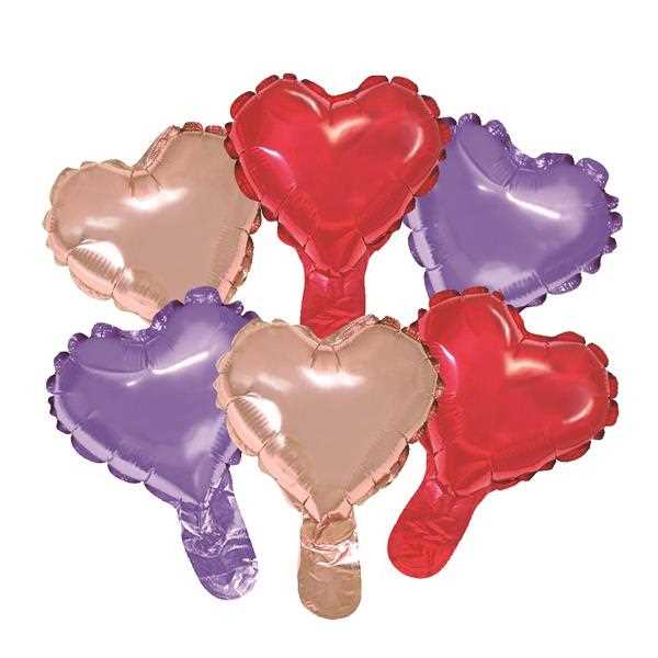 プチアルミバルーン ハート 6個入 (100円ショップ 100円均一 100均一 100均)