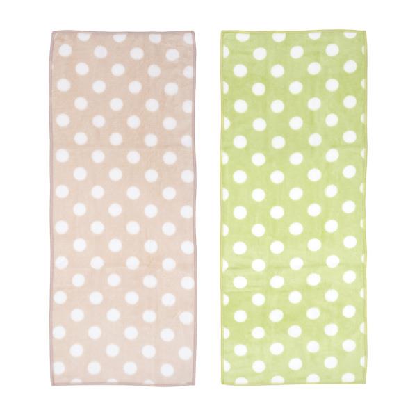 ふんわりフェイスタオル ドット柄 28×70cm ［色指定不可］ (100円ショップ 100円均一 100均一 100均)