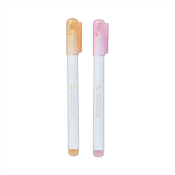 モチーフラインマーカー オレンジ・ピンク 2本入 (100円ショップ 100円均一 100均一 100均)