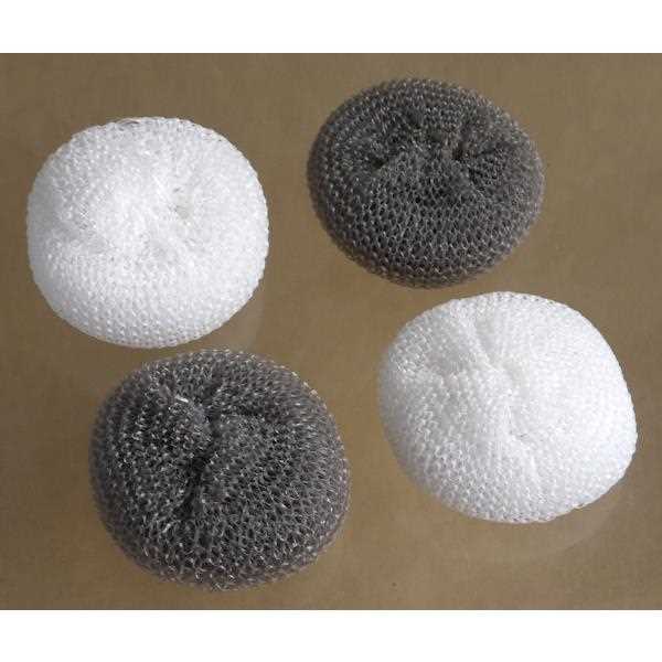 メッシュたわし モノトーン 直径8.5×3cm 4個入 (100円ショップ 100円均一 100均一 100均)