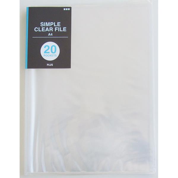 PLUSシンプルクリアファイル A4 クリアー 20ポケット