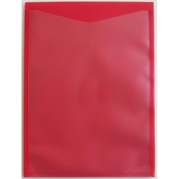 ポケット付エンベロープ シンプルワーク マチ付 縦型 A4 レッド (100円ショップ 100円均一 100均一 100均)